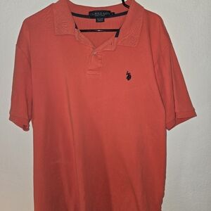 US Polo Assn Polo Shirt Sz Large Coral Luxury Feel Short Sleeve Logo Cotton